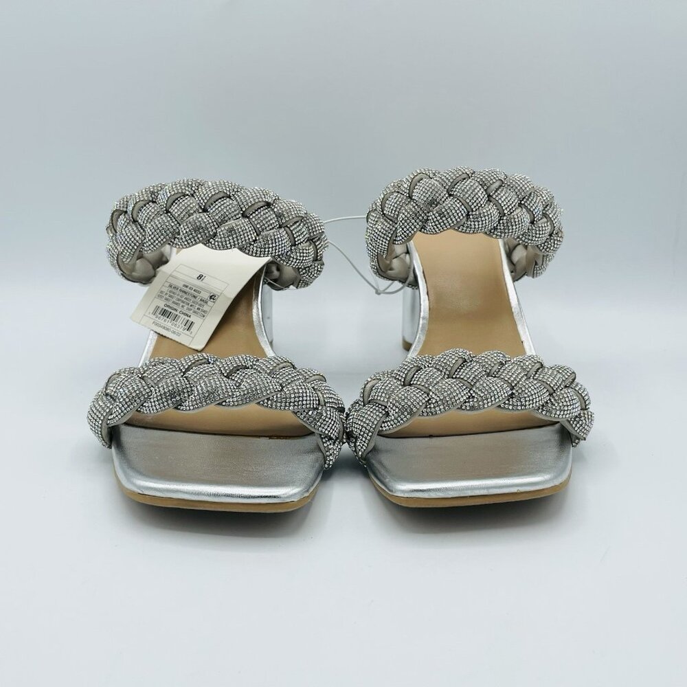 A New Day Shoes Womens Size 8.5 Silver High Heels Rhinestones Shiny Sparkling - Picture 5 of 12